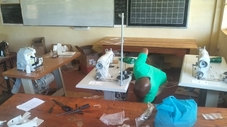 Electric sewing machines donated by FAWE that will be used in mass production of reusable sanitary towels.