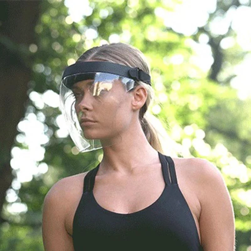 Masque de cyclisme en PC transparent isolant sport. Protège du vent, de la poussière et des éclaboussures, offrant une vision claire et un confort optimal.