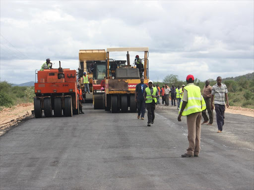 Contractor working on the Voi- Mwatate road in Taita Taveta county/FILE
