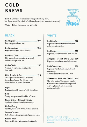 Blue Tokai Coffee Roasters menu 