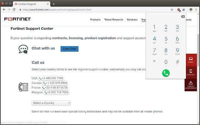 FortiVoice Click-to-dial chrome extension