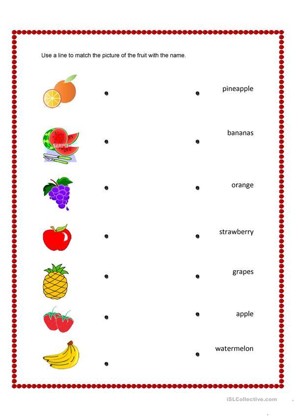 vegetables and fruits match - English ESL Worksheets for distance ...