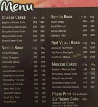 Cake World menu 1