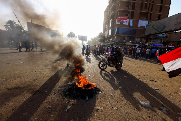 Protesters take part in a rally against military rule following a coup to commiserate the anniversary of a sit-in that culminated with Bashir's overthrow in Khartoum North, Sudan April 6, 2022.