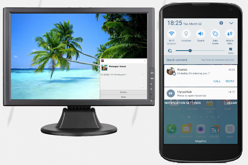 Show phone notifications on PC Screen 1