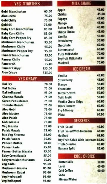 Hotel Swastik menu 