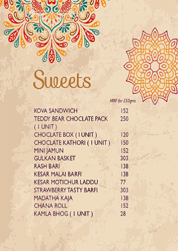 Sri Sweets & Savories menu 