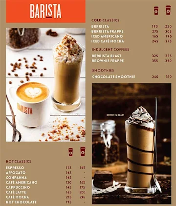 Barista Coffee menu 