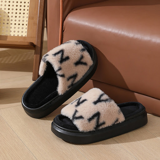 Title 6, Womens Letter Printed Fuzzy Slippers, fashiona...