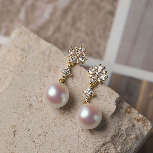 Title 8, Retro Minority Shining Pearl Stud Earrings, ele...