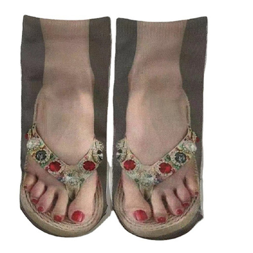 Title 20, Womens Fashion Simple Flip-flop Print Socks