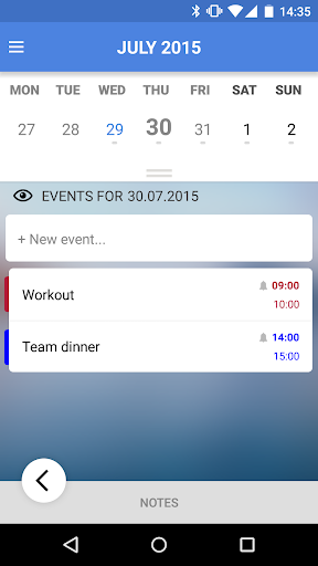 Daily: tasks and calendar