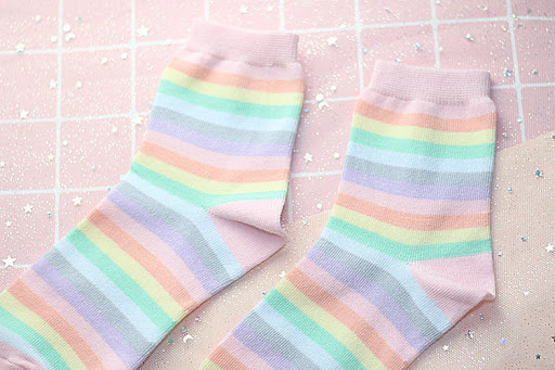 Title 7, Chaussettes coréennes rayées pour femmes, color...