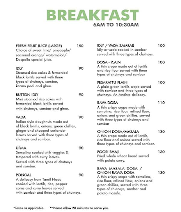 Dharani menu 