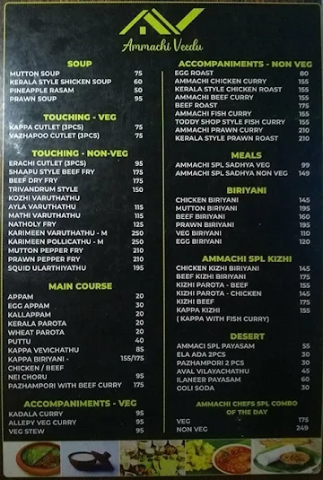 Ammachi Veedu menu 