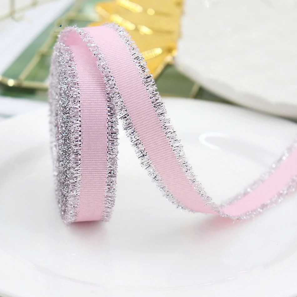 Cintas para envolver regalos de boda doradas y plateadas con flecos y lazo, decorativas y multicolores para hornear.