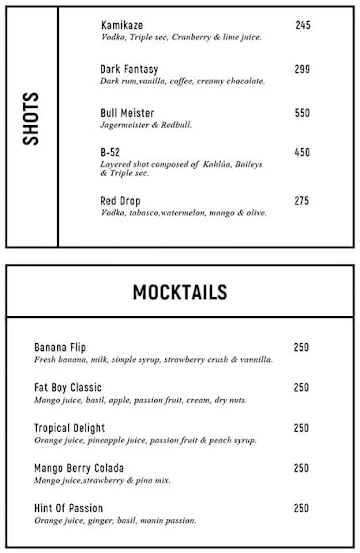 Black Plus White menu 