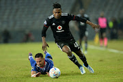 Orlando Pirates striker Kwame Peprah and Ryan Rae of Maritzburg United during the DStv Premiership match at Orlando Stadium on May 24 2022. File image