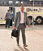 Eric Tinkler, coach of Maritzburg United arrives during the Absa Premiership 2017/18 match between Mamelodi Sundowns at Lucas Moripe Stadium, Pretoria on 2 February 2018.