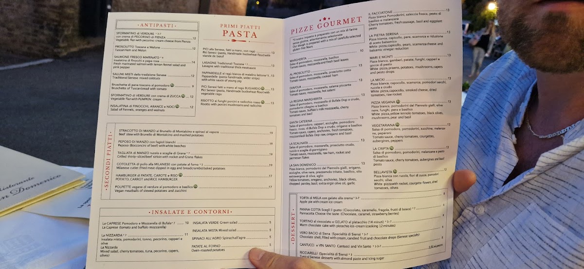 Gluten free menu