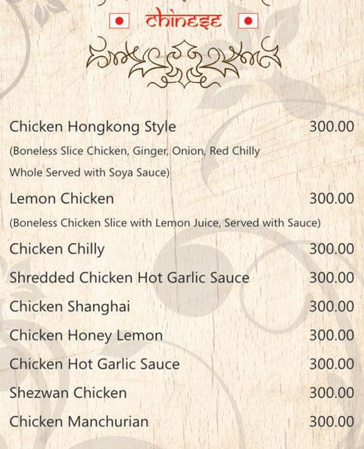 Pawna - Oriental Palace Resorts menu 