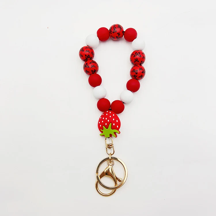 Silikon Holzperlen Armband Schlüsselanhänger Baby Beißring Zahnen, sicherer Beißschmuck, weich, langlebig, ungiftig.