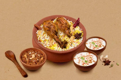 1 KG Tangdi Chicken Matka Biryani + FREE Dessert