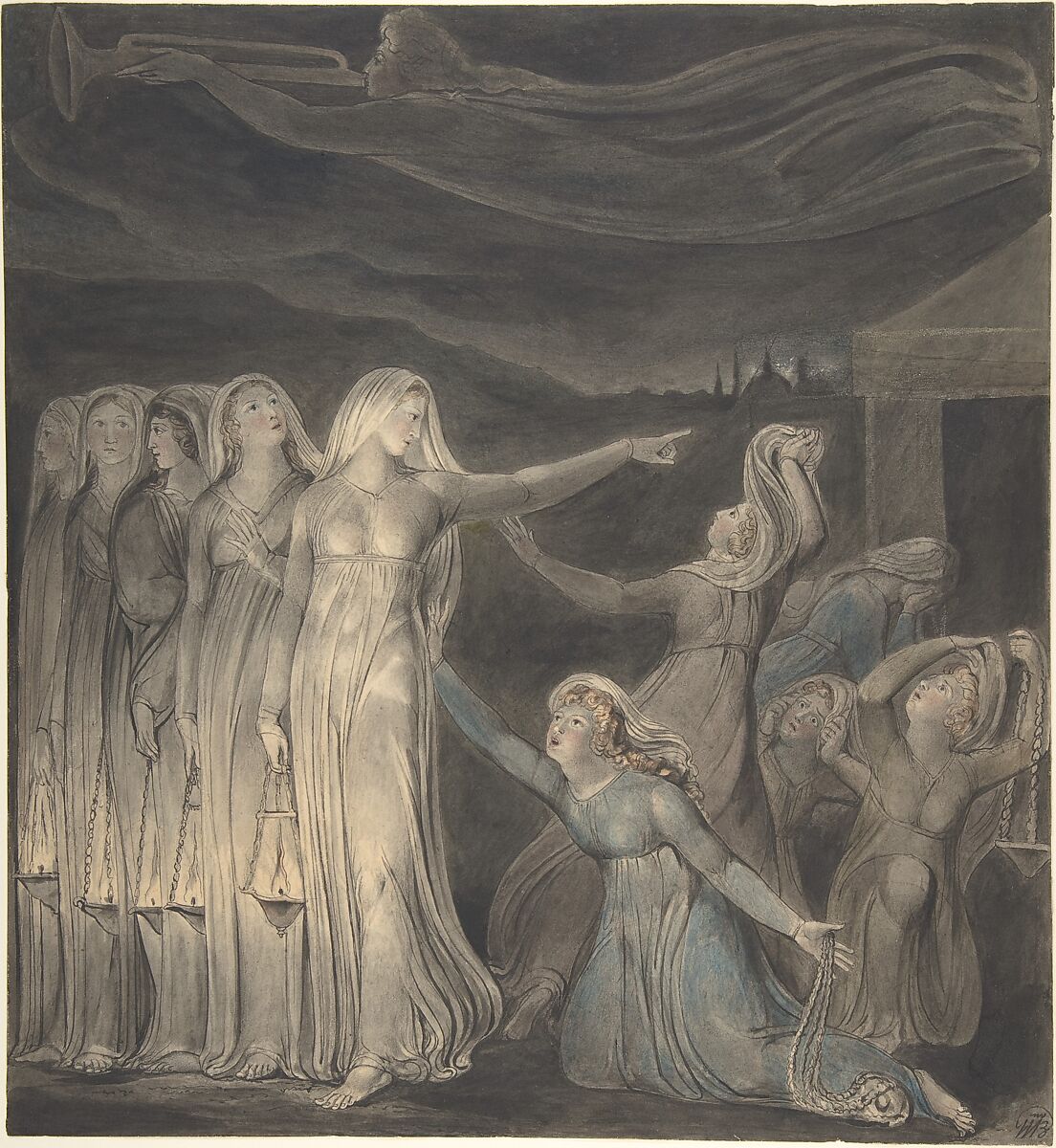 William Blake's painting, The Wise and Foolish Virgins, based on Matthew 25:1–13.