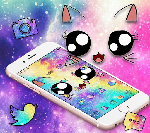 Galaxy Cute Kitty Sparkle Theme