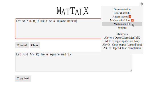 MatTalX - Write math symbols