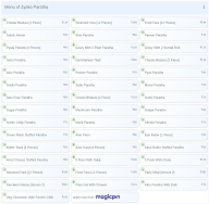 Zyaka Paratha menu 1