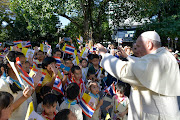 Pope Francis attends a farewell ceremony as he departs Bangkok for Japan, Bangkok, Thailand, on November 23 0219.