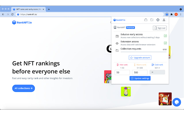 RankNFT.io - NFT ranks and rarity score chrome extension