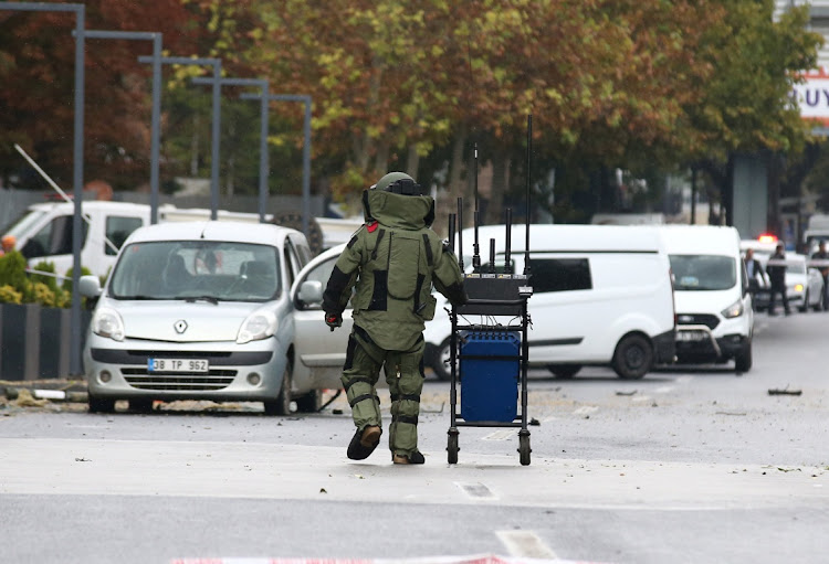 A bomb disposal expert works at the scene after a bomb attack in Ankara, Turkey, October 1 2023. Picture: CAGLA GURDOGAN/REUTERS