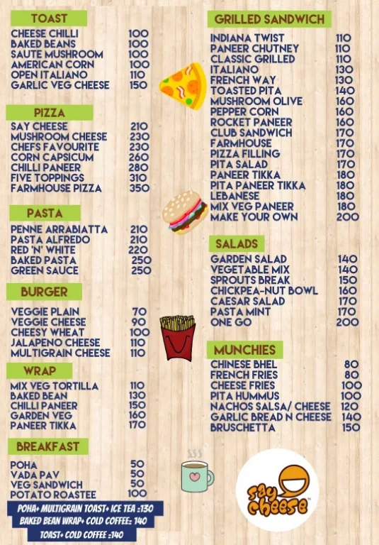 Say Cheese menu 