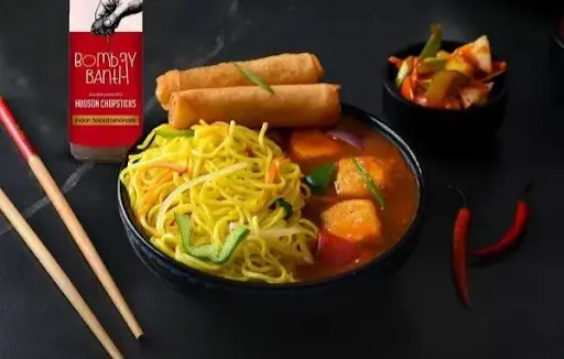 Chilli Paneer+Hakka Noodle+Veg Spring Roll/Momo (2 Pc)+Bombay Bunta