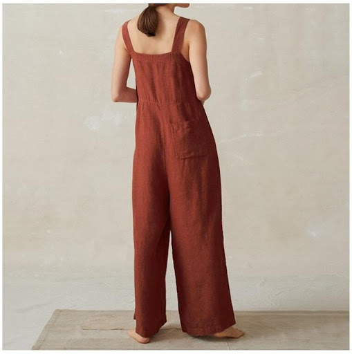Title 6, Wide Leg Jumpsuit Women Cotton And Linen Pocket...