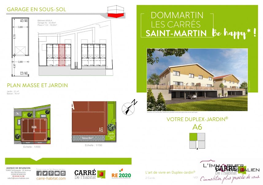 Vente duplex 4 pièces 88.76 m² à Dommartin (25300), 288 600 €