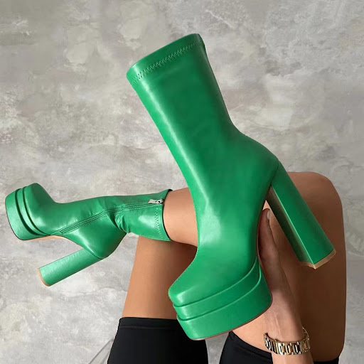 Title 5, Double Waterproof Leather Super High Chunky Hee...