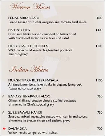 Uno 2 Go - Shangri-La's Eros Hotel menu 