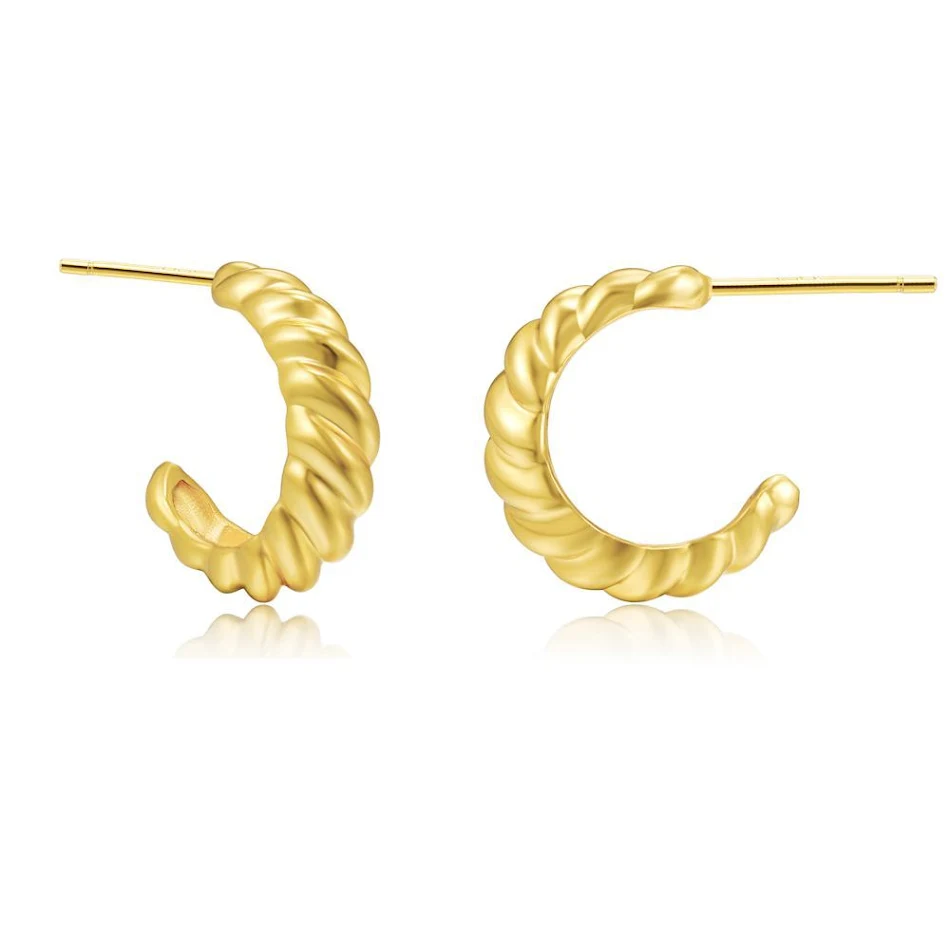 Boucles d'oreilles torsadées en forme de C, style Europe et États-Unis, design de personnalité tendance, style Ins, pour un look doré et branché.