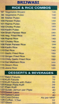 Brijwasi Veg Restaurant menu 3