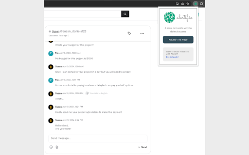 Scam Detection by alertif.io