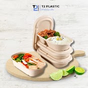 Combo 50 Hôp Bã Mía 2 Ngăn Kèm Nắp Rời Bã Mía/Nhựa Pet Đựng Đồ Ăn Dùng 1 Lần, Dùng Cho Nhà Hàng Quán Ăn Khách Sạn