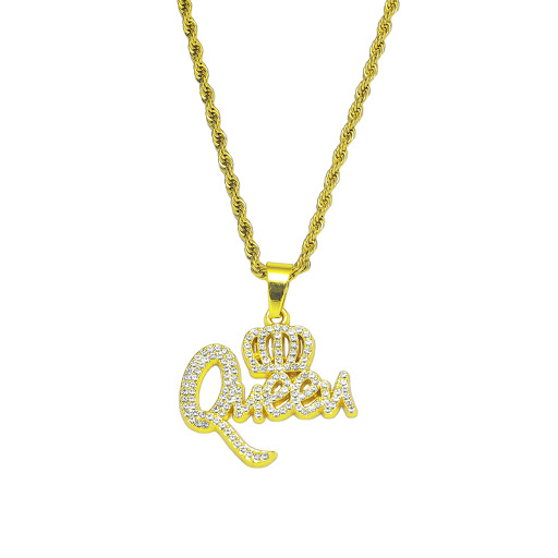 Title 2, European Hip Hop Diamond Queen Letter Pendant. ...