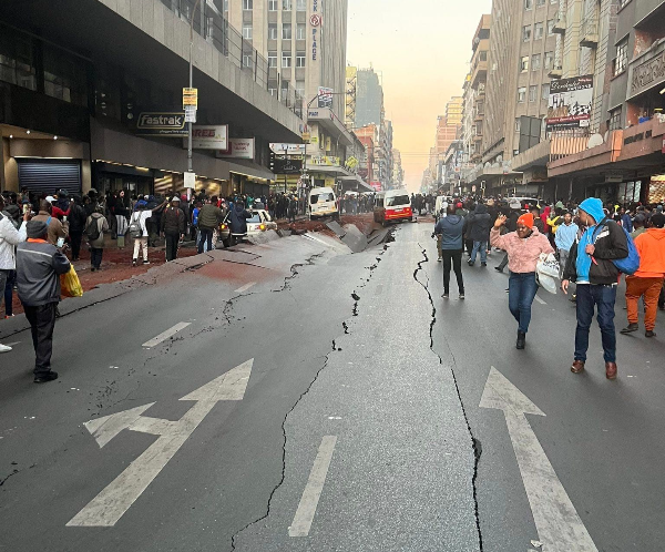 Parts of Bree Street sank after an underground explosion. Residents had to be evacuated due to the strong smell of gas in the area.