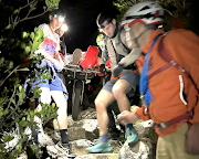  Rescuers used a Cascade Rescue Company terrain-taming stretcher wheel to help move the injured hiker down the mountain.