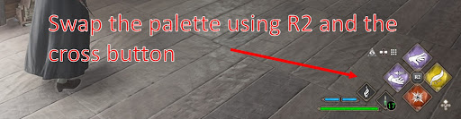 Switch palettes with R2 and the directional buttons