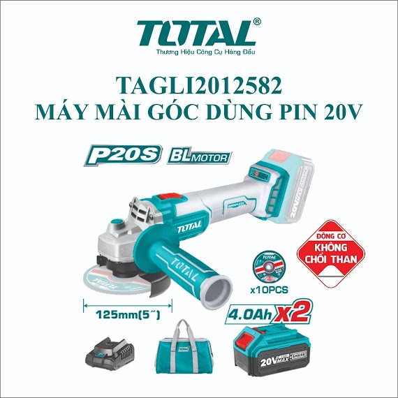 Máy Mài Góc Dùng Pin Lithium 20V Total Tagli2012582 ( Kèm Pin Sạc)