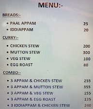 Dhe Appam menu 1